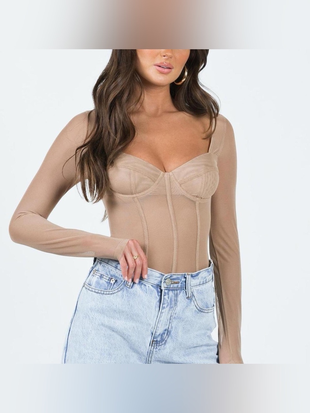 Princess Polly Princess Polly Leonie Beige Bodysuit size 2